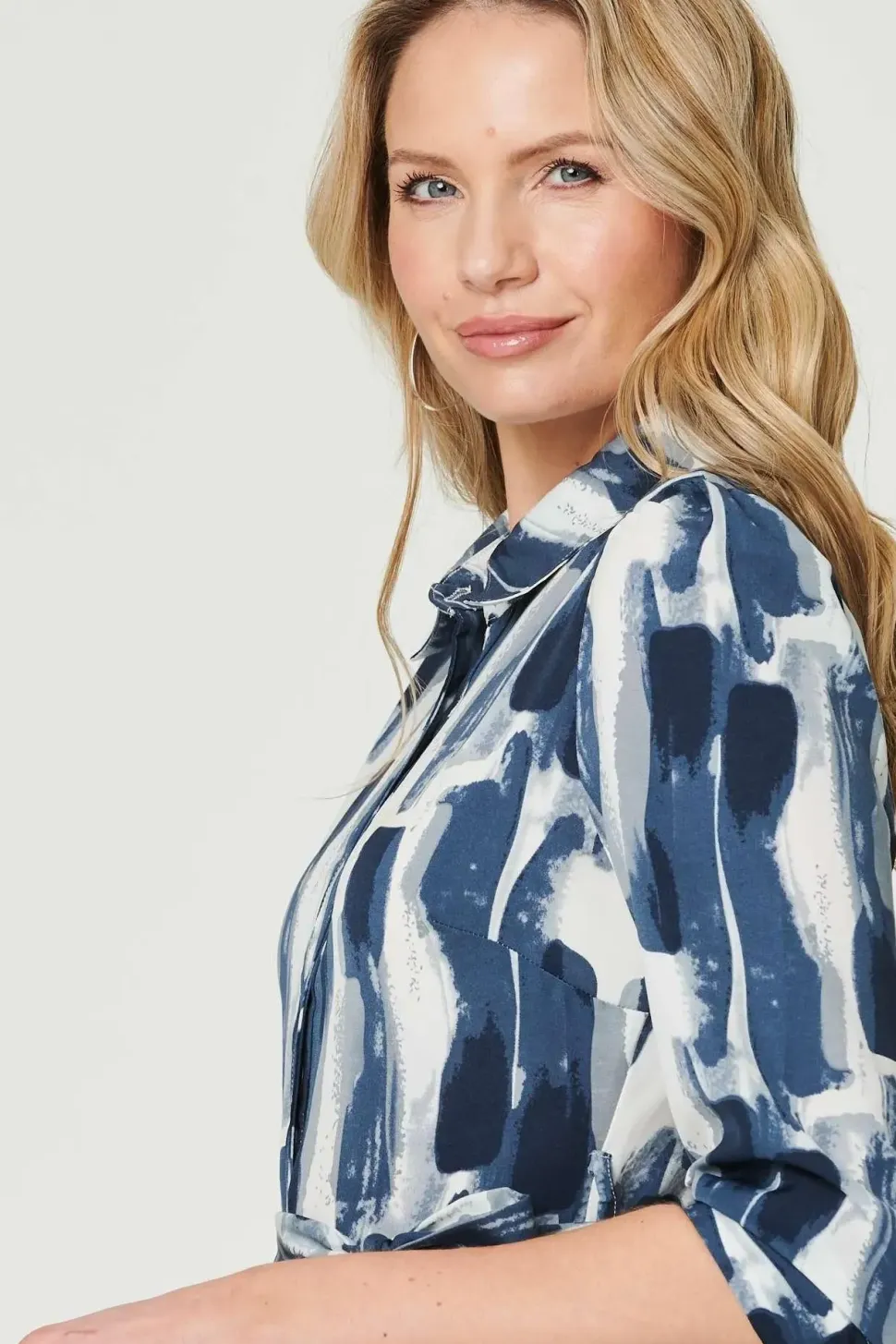 Printed Tailored Midi Shirt Dress