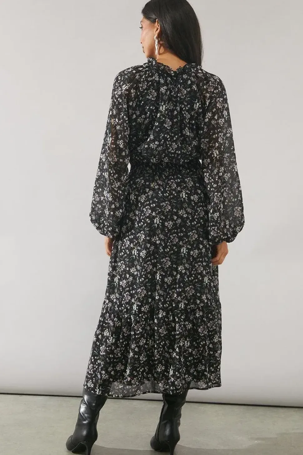 Printed Tie Detail Maxi Dress