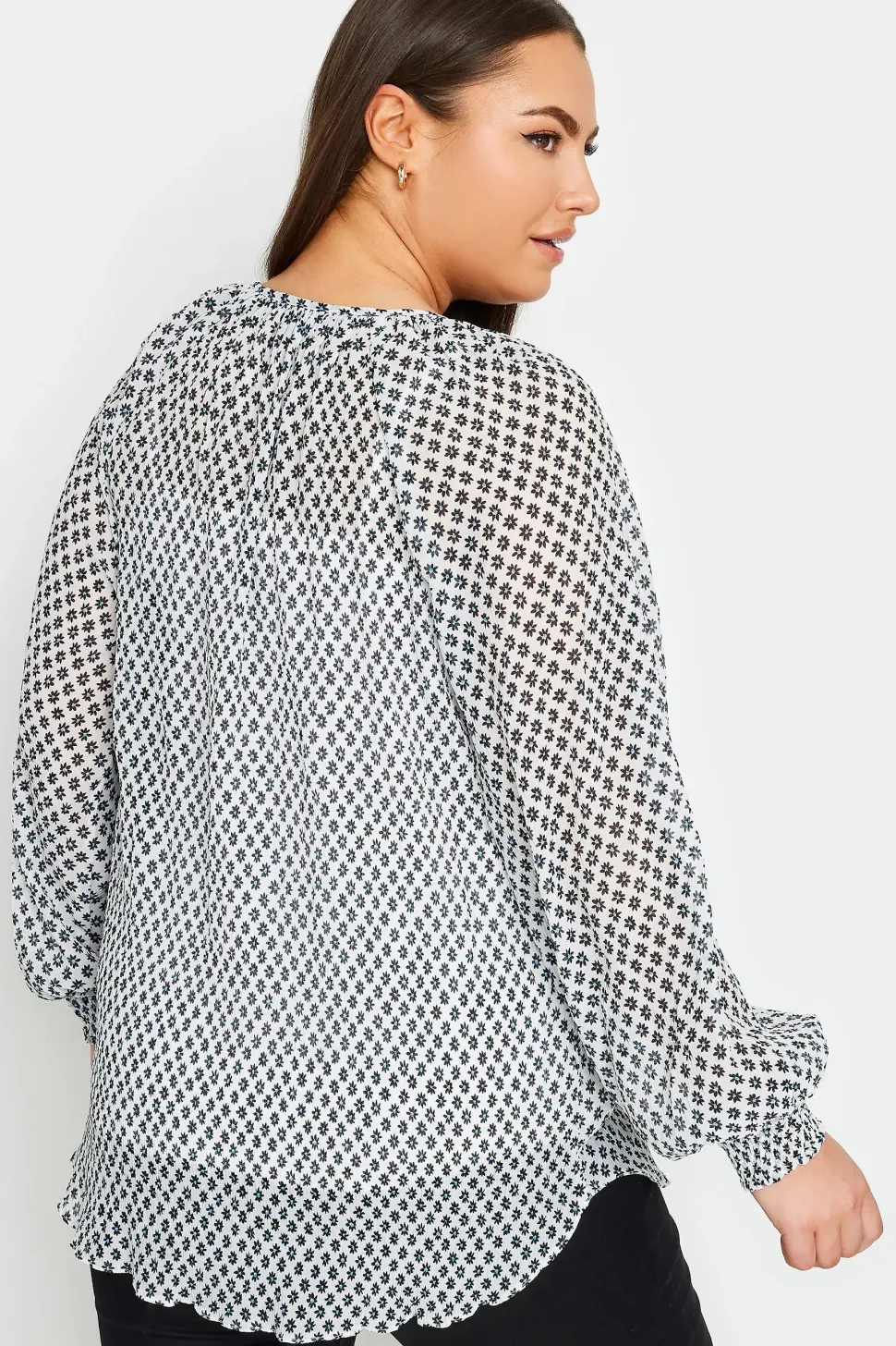 Printed Tie Neck Blouse