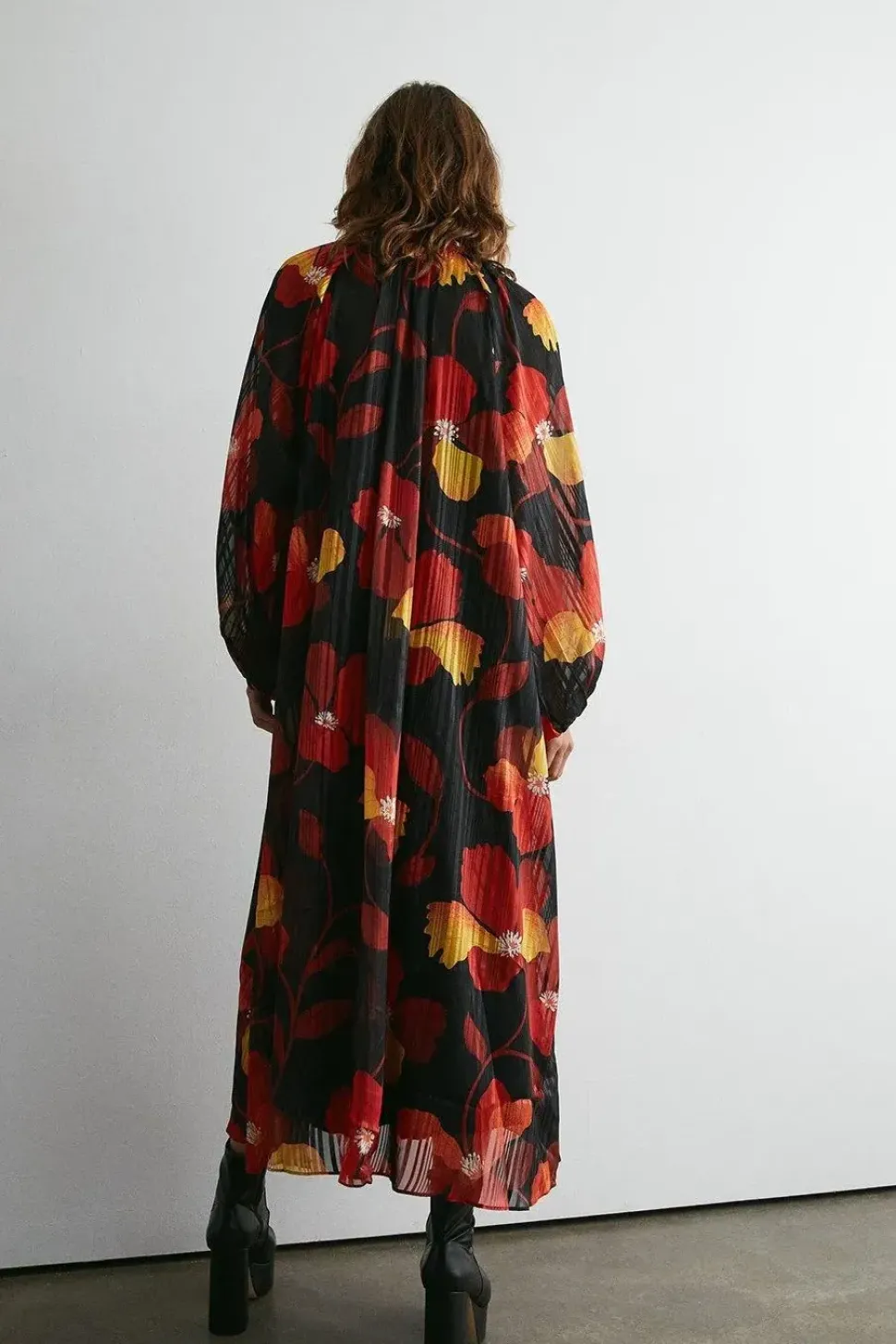 Printed Tie Neck Maxi Dress