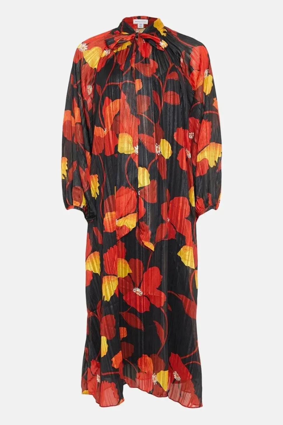 Printed Tie Neck Maxi Dress