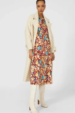 Printed Tie Neck Midi Dress