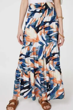 Printed Tiered High Waist Maxi Skirt