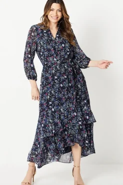 Printed Tier Seam Shirt Dress