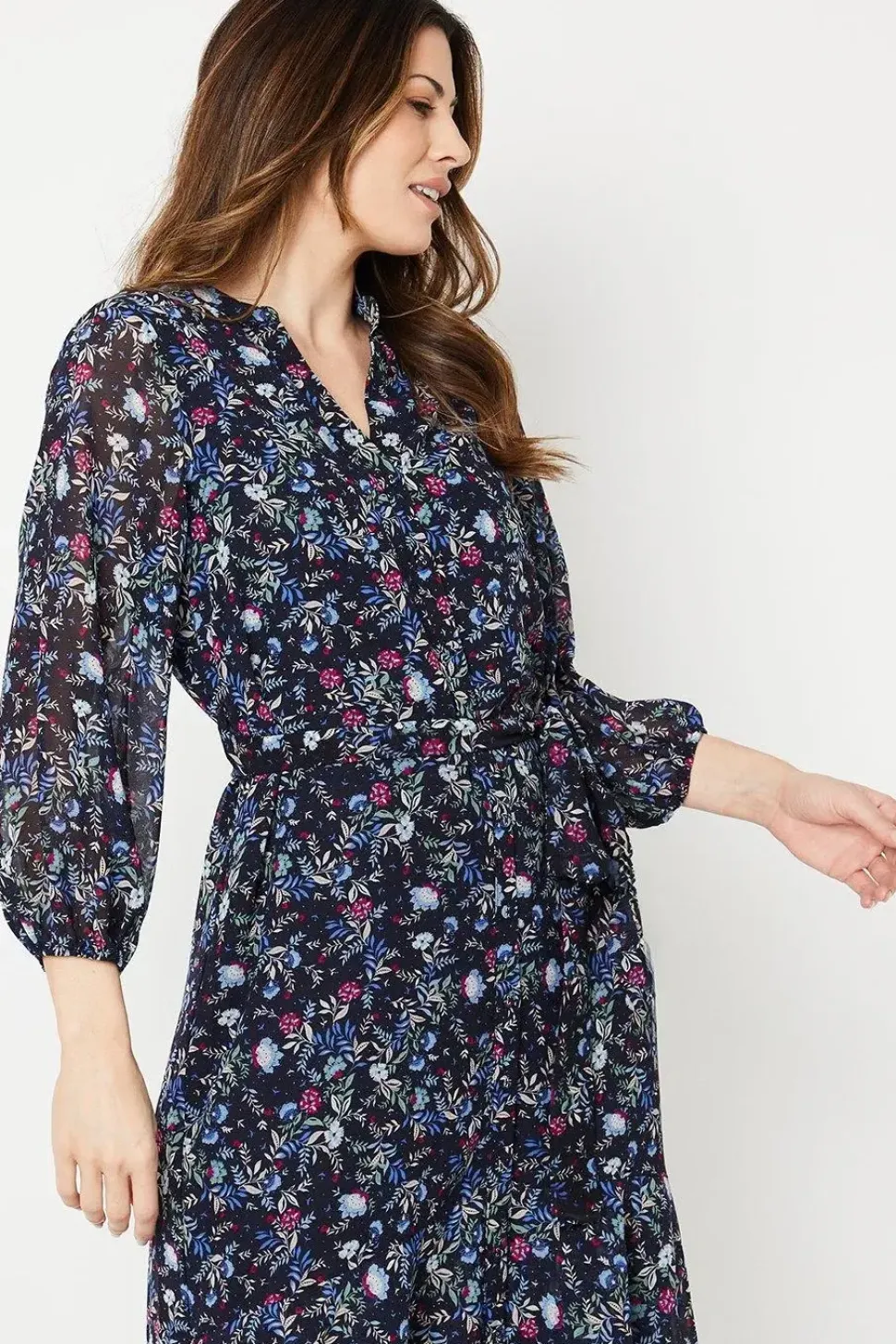 Printed Tier Seam Shirt Dress