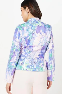 Printed Tie Waist Blazer