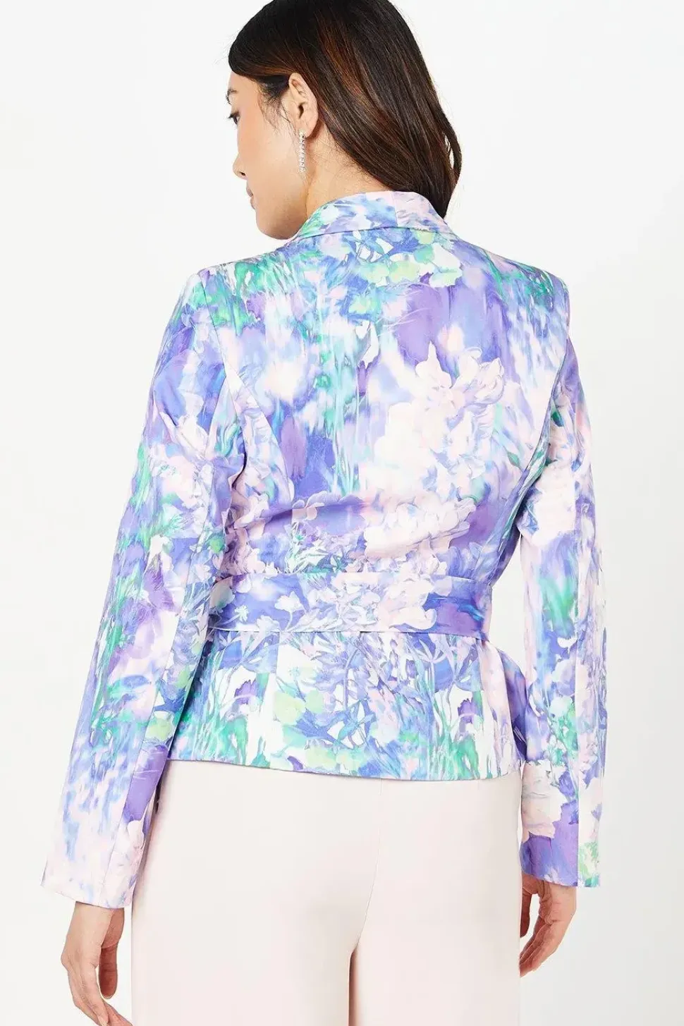 Printed Tie Waist Blazer