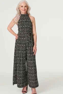 Printed Tie Waist Jumpsuit