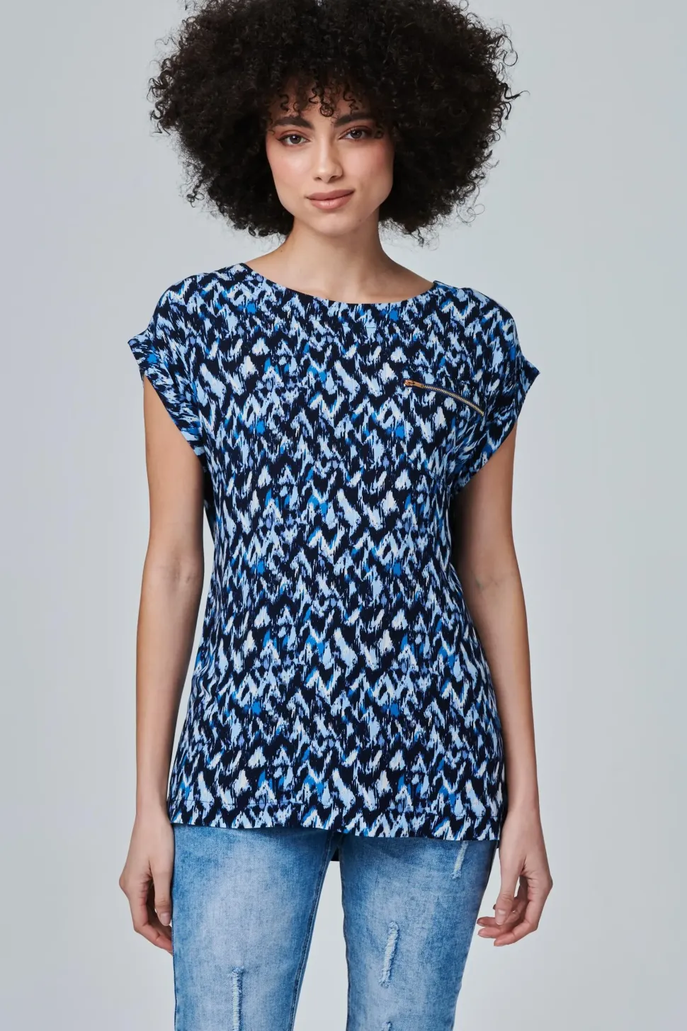 Printed Top With Zip Detail