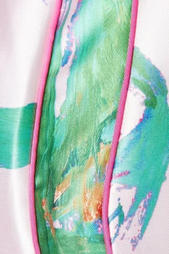 Printed Twill Seamed Midi Dress With Piping