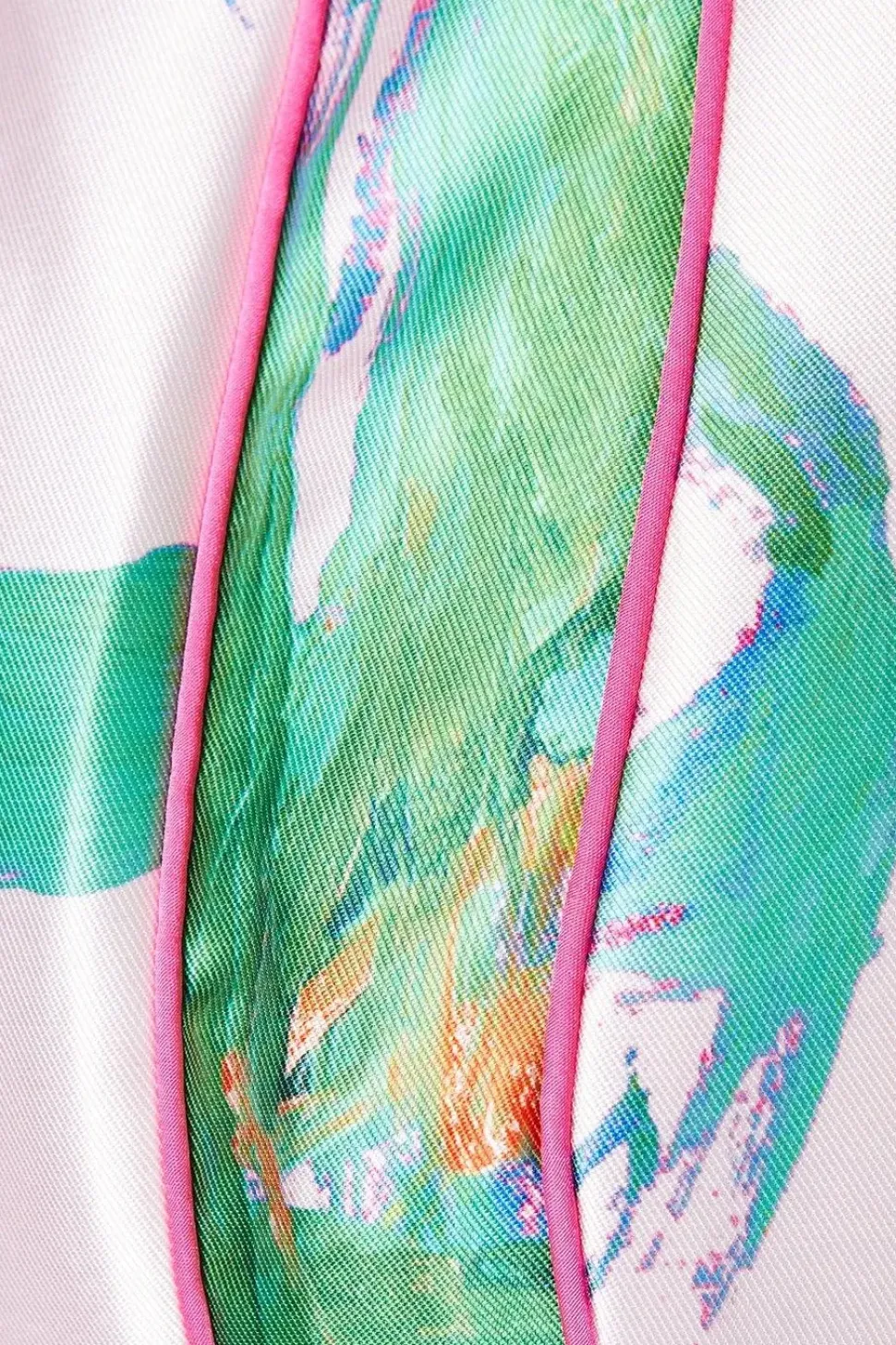 Printed Twill Seamed Midi Dress With Piping