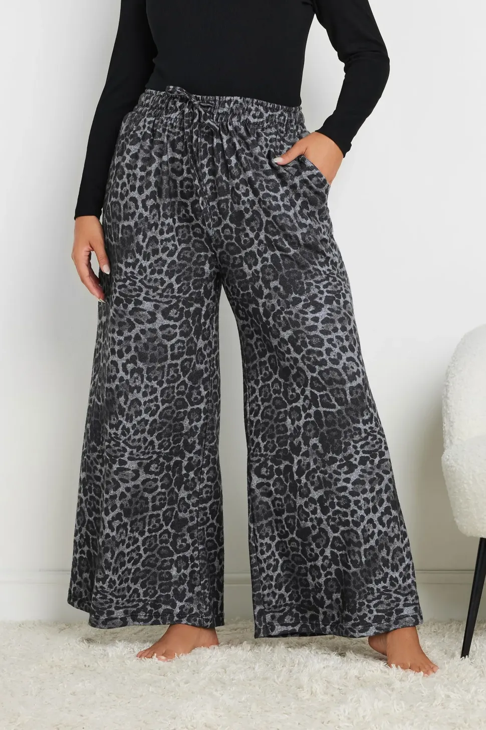 Printed Wide Leg Lounge Trousers