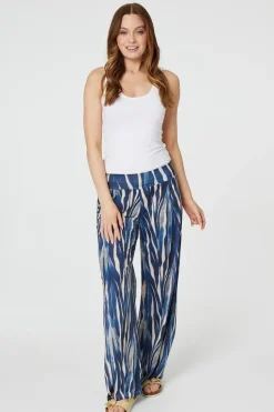Printed Wide Leg Pull On Pants