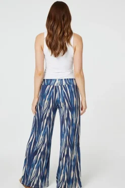 Printed Wide Leg Pull On Pants