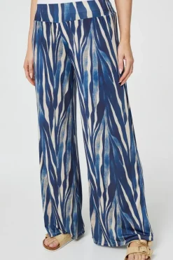 Printed Wide Leg Pull On Pants