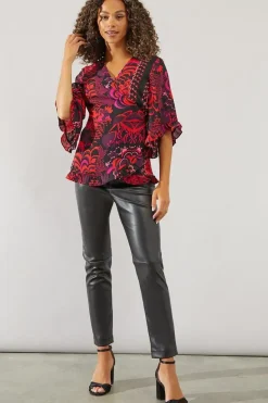 Printed Wrap Blouse