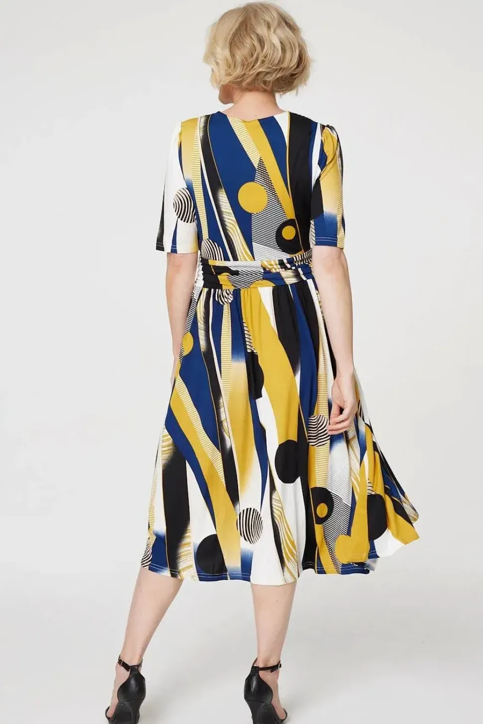 Printed Wrap Front Midi Dress