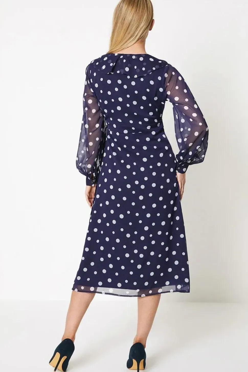 Print Ruffle Front Tie Belt Wrap Dress