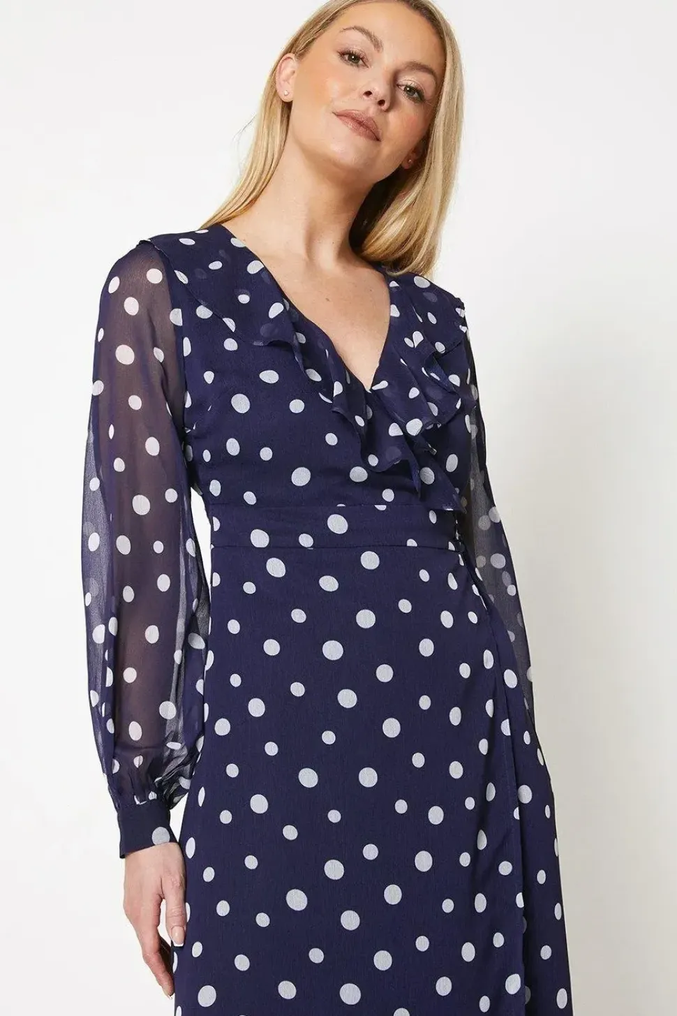 Print Ruffle Front Tie Belt Wrap Dress