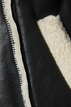 PU Borg Detail Collared Zip Jacket
