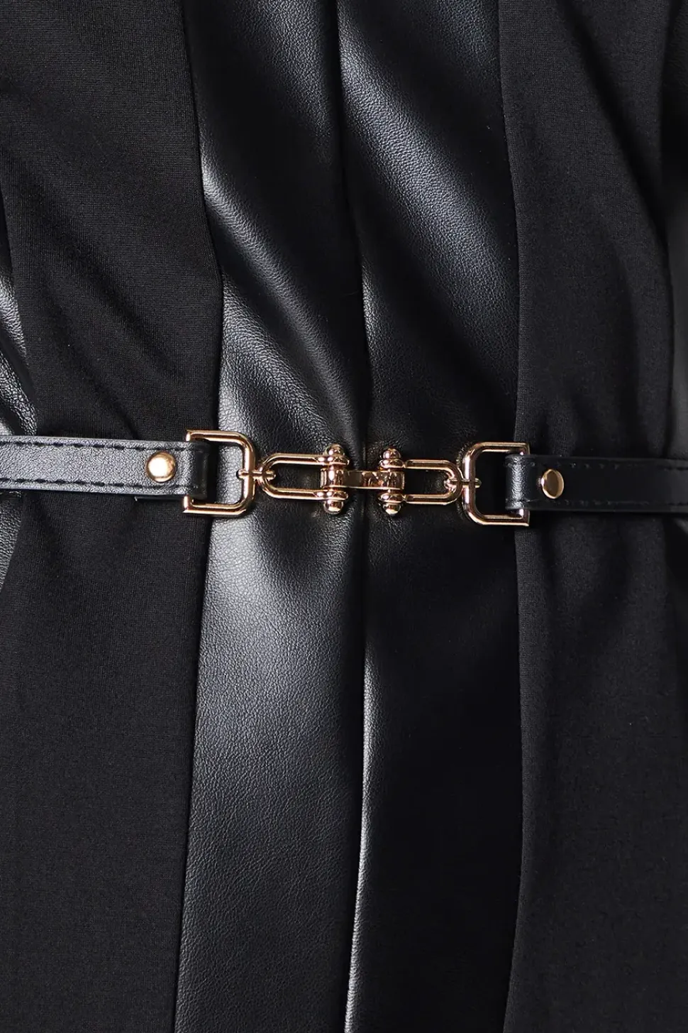 Pu Detail Ponte Shift Dress