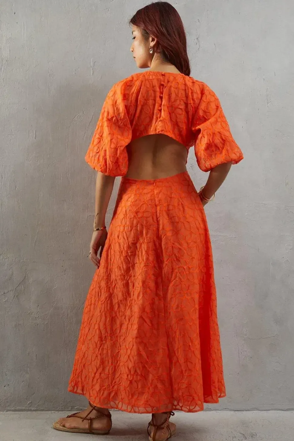 Puff Shoulder Organza Smock Dress