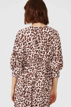 3/4 Puff Sleeve Animal Printed Blouse