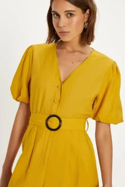 Puff Sleeve Belted Jumpsuit