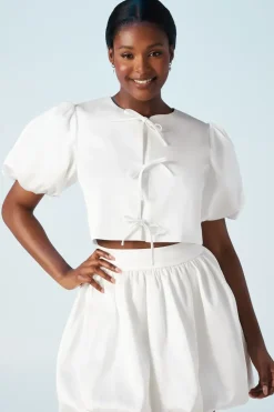 Puff Sleeve Bow Detail Bridal Jacket