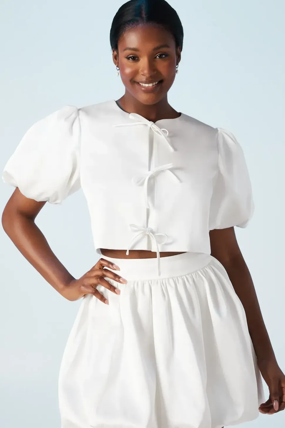 Puff Sleeve Bow Detail Bridal Jacket