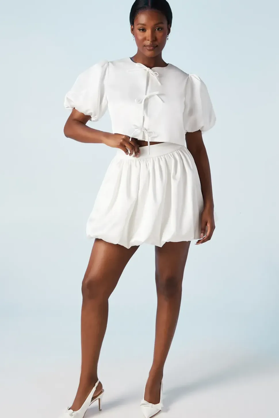 Puff Sleeve Bow Detail Bridal Jacket