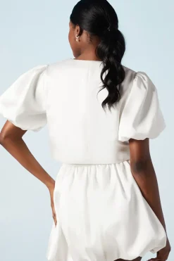 Puff Sleeve Bow Detail Bridal Jacket