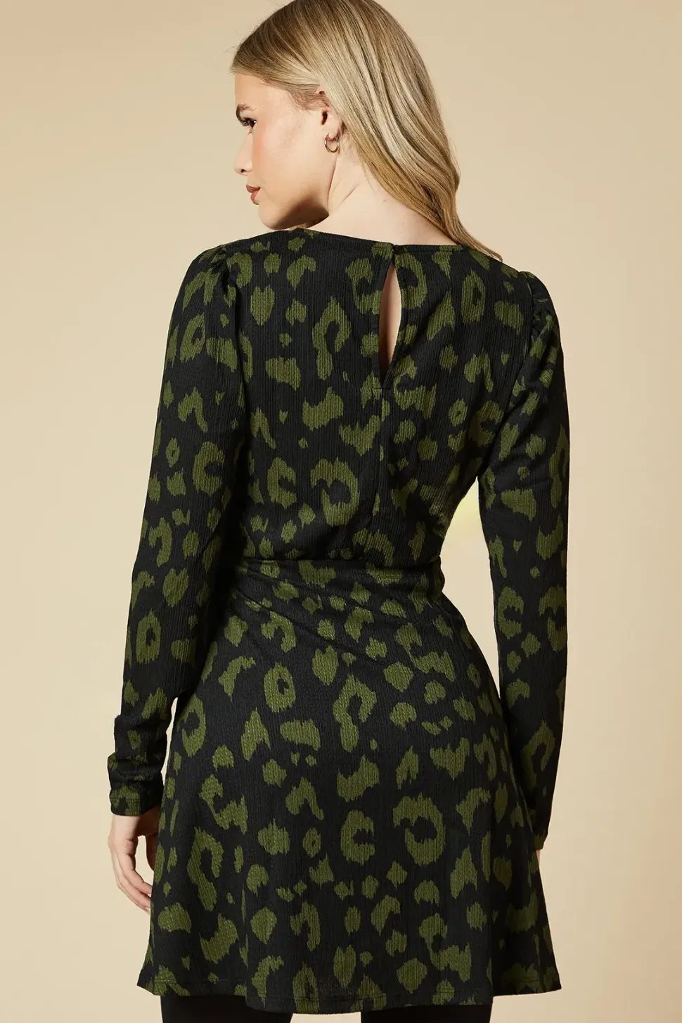 Puff Sleeve Fit And Flare Mini Dress