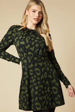 Puff Sleeve Fit And Flare Mini Dress