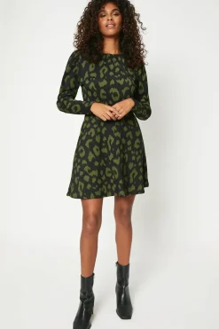 Puff Sleeve Fit And Flare Mini Dress