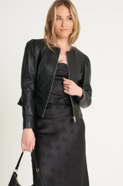 Puff Sleeve Leather Jacket