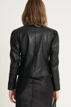 Puff Sleeve Leather Jacket