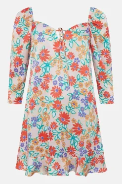 Puff Sleeve Mini Dress In Floral