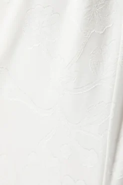 Puff Sleeve Satin Jacquard Wrap Waist Wedding Dress