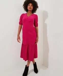 Puff Sleeve Vintage Cord Dress