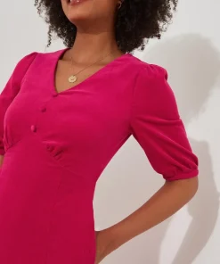 Puff Sleeve Vintage Cord Dress