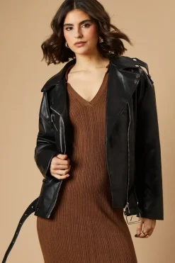 PU Leather Zip Detail Jacket