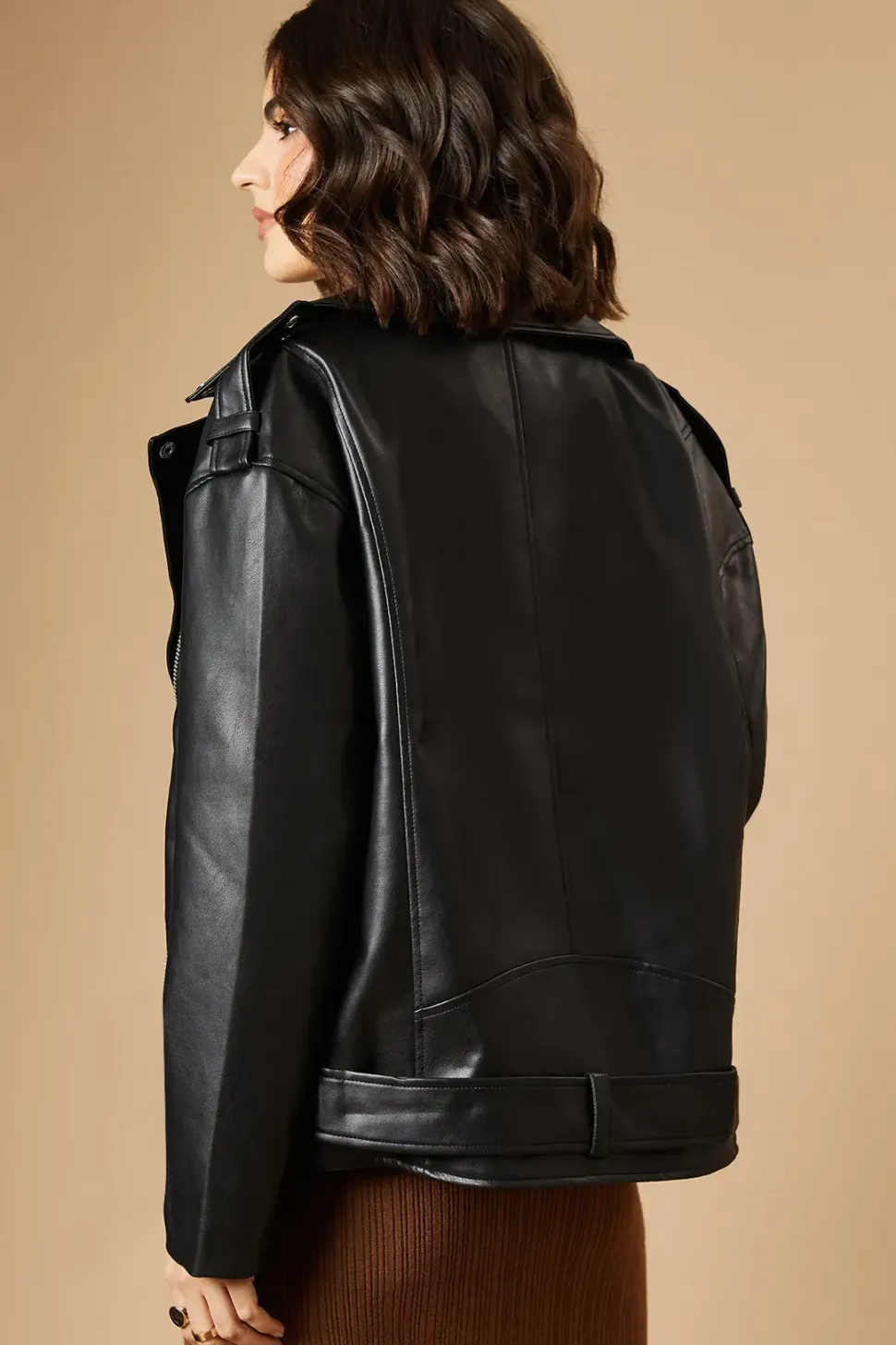 PU Leather Zip Detail Jacket