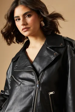 PU Leather Zip Detail Jacket