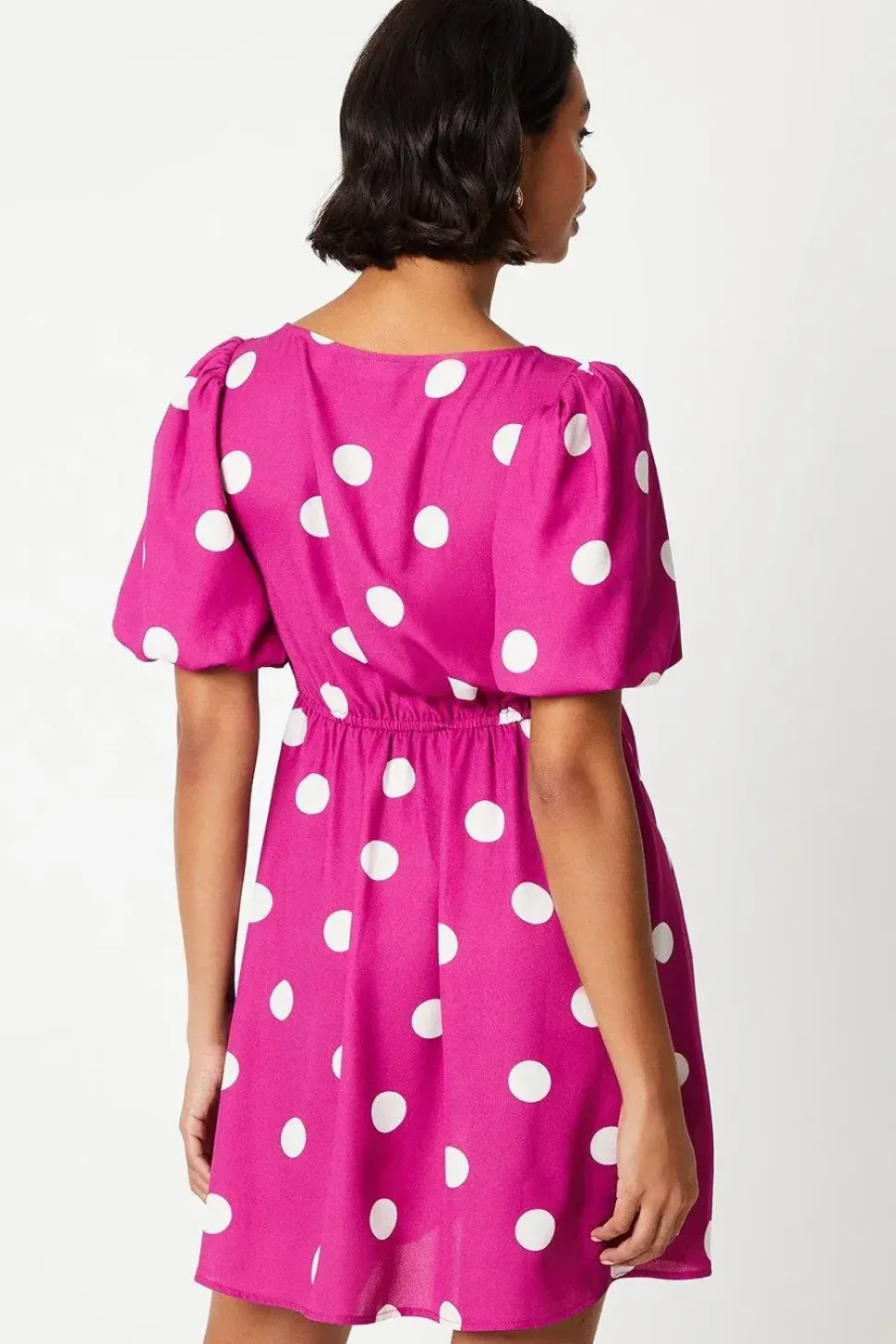 Purple Spot Tie Front Mini Dress