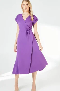 Purple Twist Detail Wrap Dress