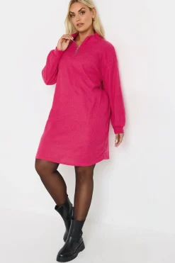Quarter Zip Knitted Jumper Dress