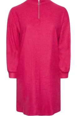 Quarter Zip Knitted Jumper Dress