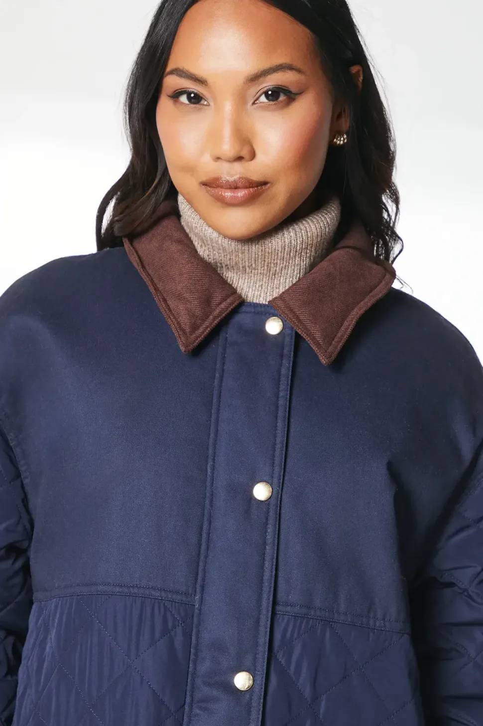 Quilted Contrast Cord Collar Jacket