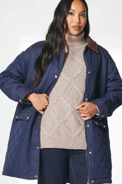 Quilted Contrast Cord Collar Jacket